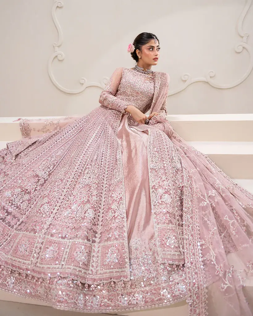 Blush Pink Embroidered Bridal Lehenga