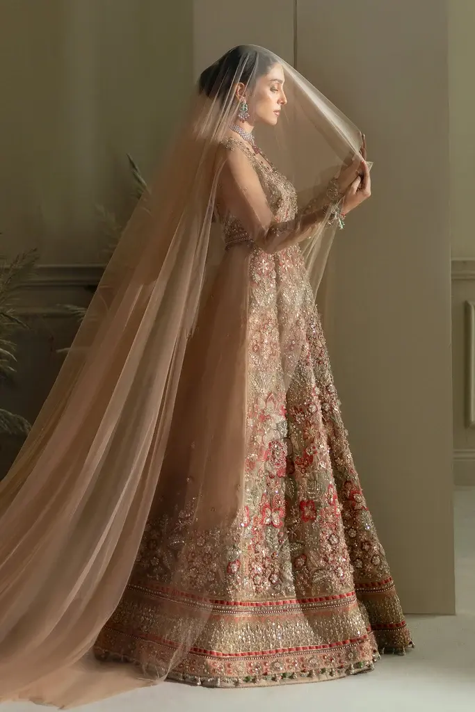 Blush Rose Gold Bridal Lehenga