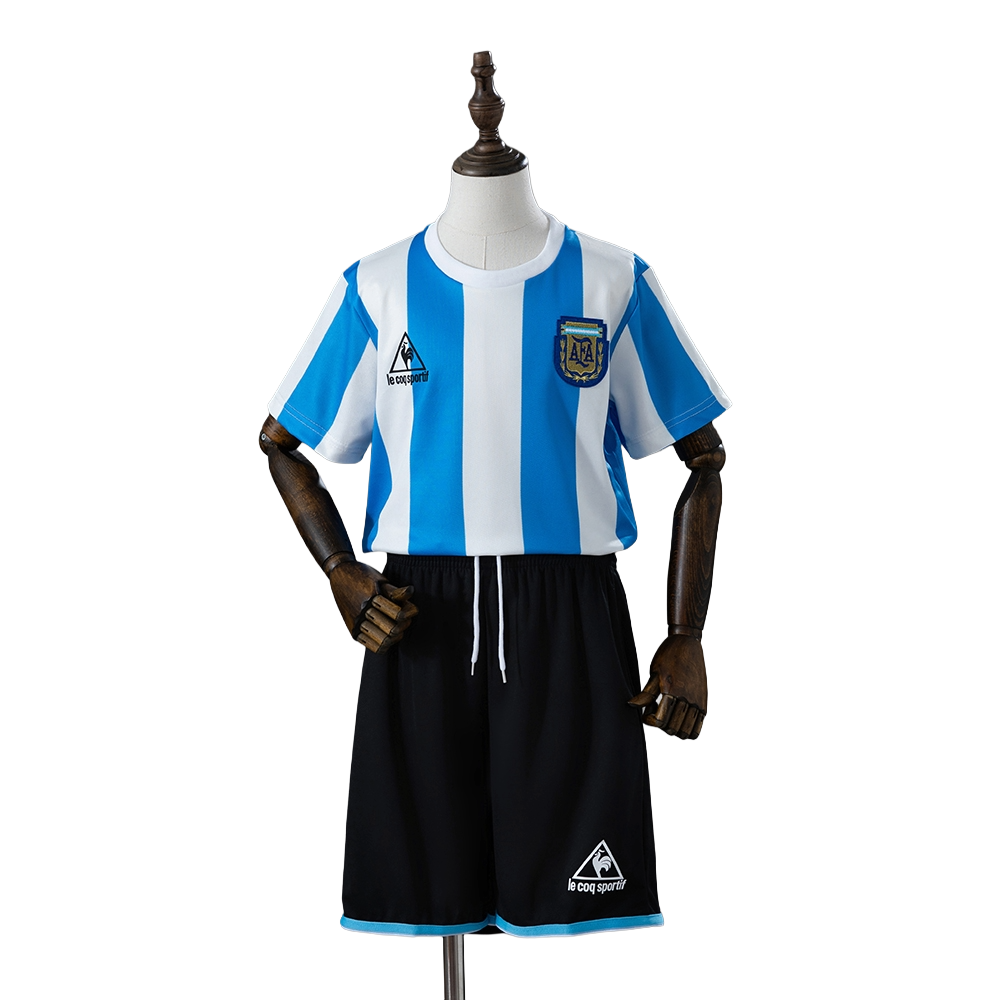 1986 Argentina national football team Home Retro Soccer Kids Kit