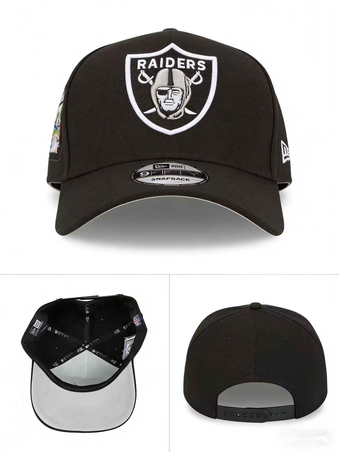 New Era Las Vegas Raiders Black 9FORTY A-Frame Snapback Hat (Adults)