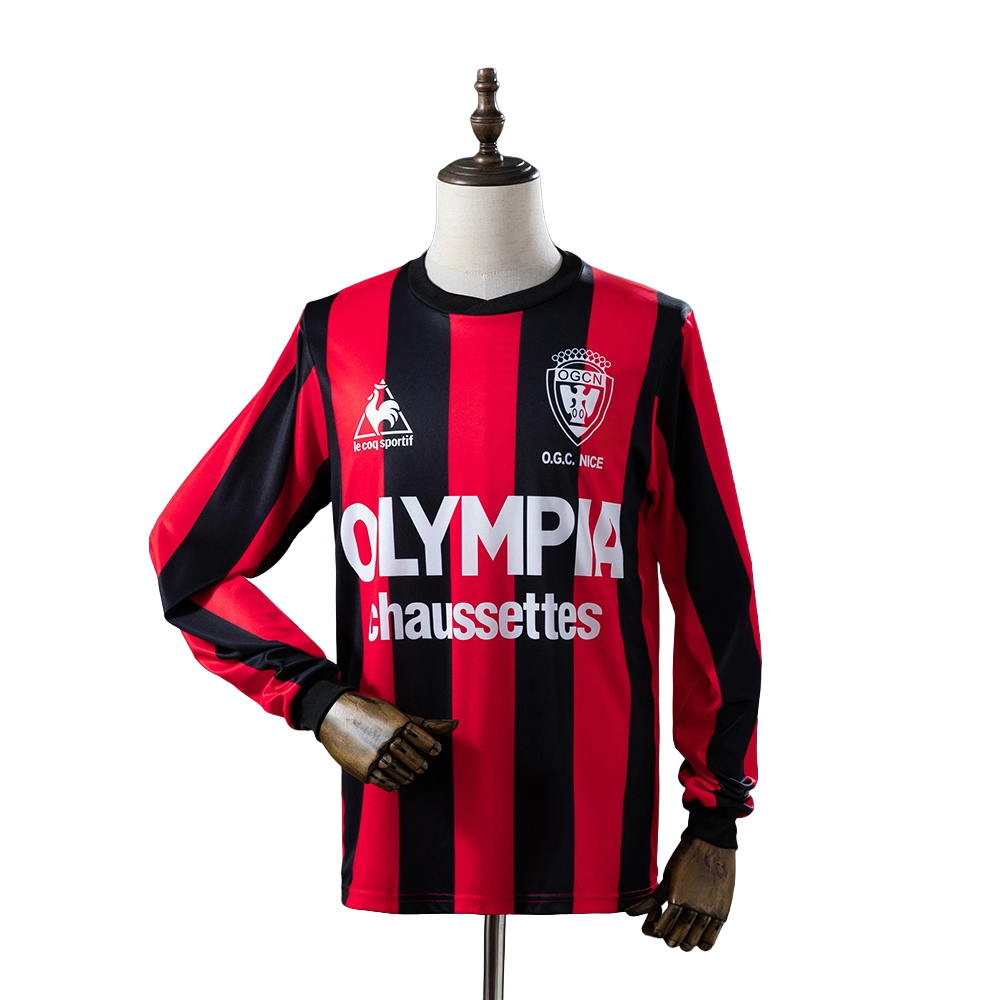 1977-78 OGC Nice Football Club Home L/S Retro Soccer Jersey Shirt