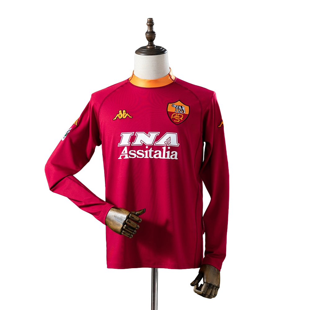 2000-01 AS Roma Football Club L/S Home Retro Soccer Jersey Shirt BNWT