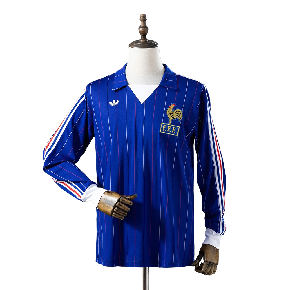 1980-82 France national football team Home L/S Retro Soccer Jersey Shirt BNWT