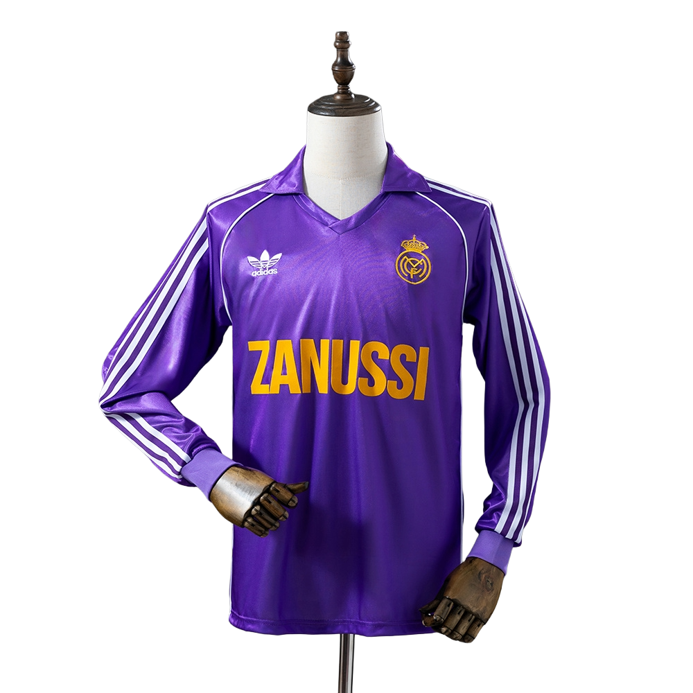 Real Madrid 1984-1985 Away Retro Football Shirt Soccer Jersey L/S