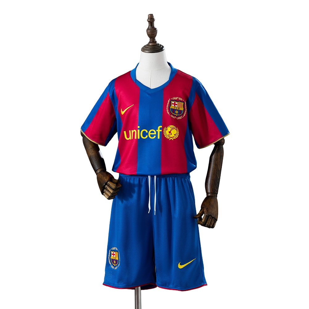 2007-08 Barcelona Football Club Home Retro Soccer Kids Kit