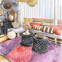 Illustration à l'aquarelle d'une boutique de décoration d'intérieur