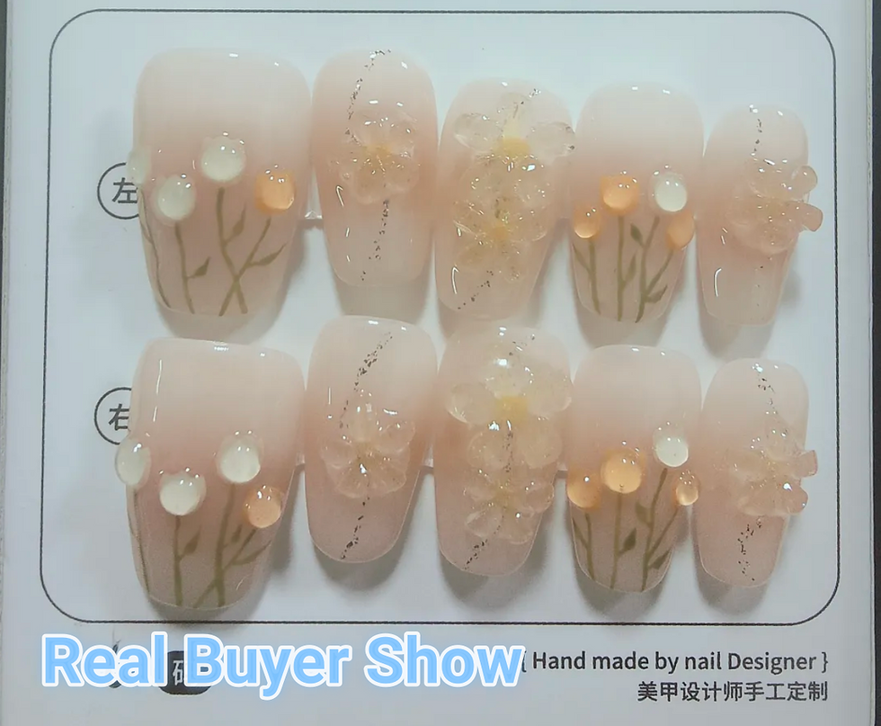 Thumbnail: Reusable Beautiful Premium Handmade Press On Nails -Yellow Tulip