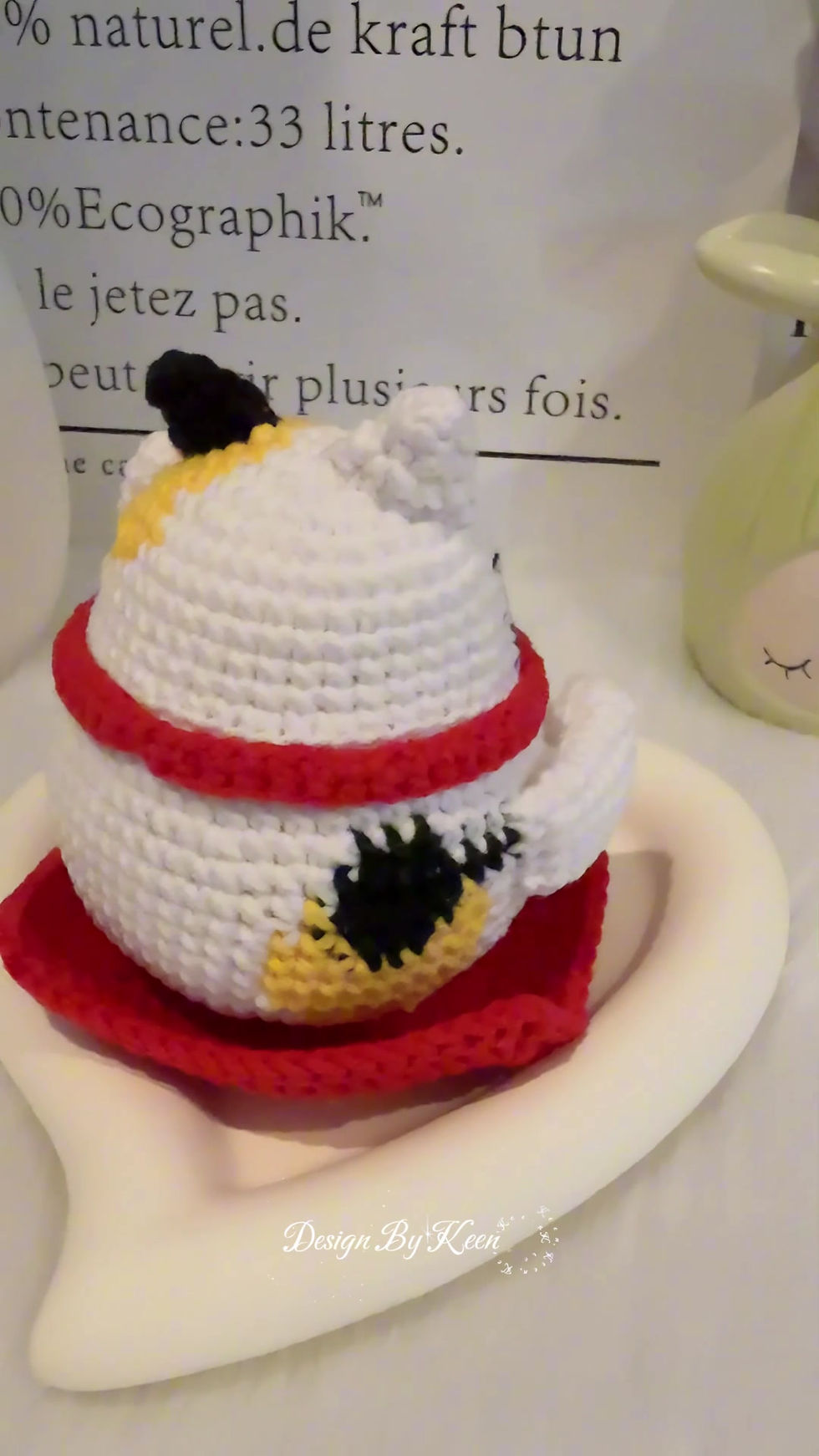 Thumbnail: Handmade Crochet Lucky Cat Ornament