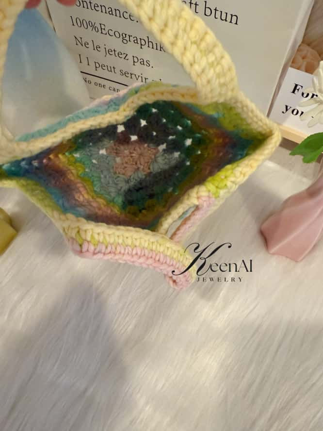 Thumbnail: Handmade Crochet Basket Bag – Colorful Market Tote for Eco-Friendly Shopping