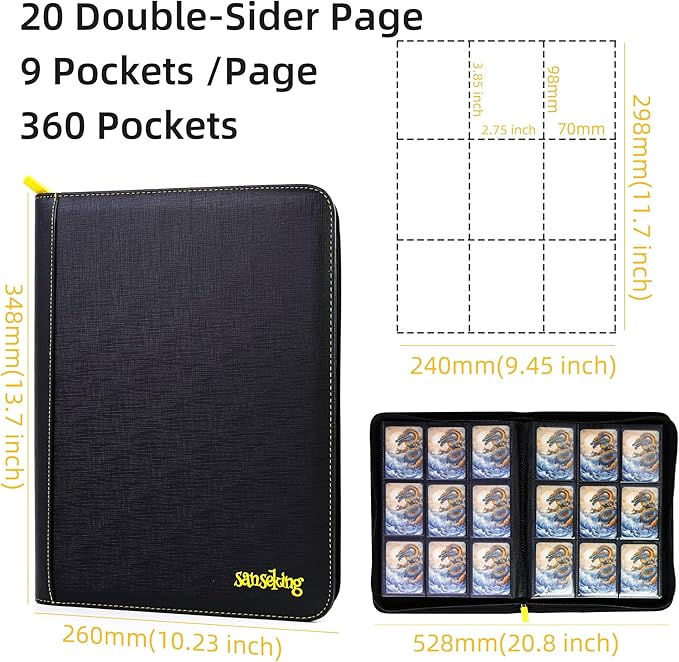 Thumbnail: Omnific Sanseking Premium 360 Pockets PU Leather Zipper Card Binder for TCG
