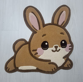 Beige bunny handmade rug for children's room
