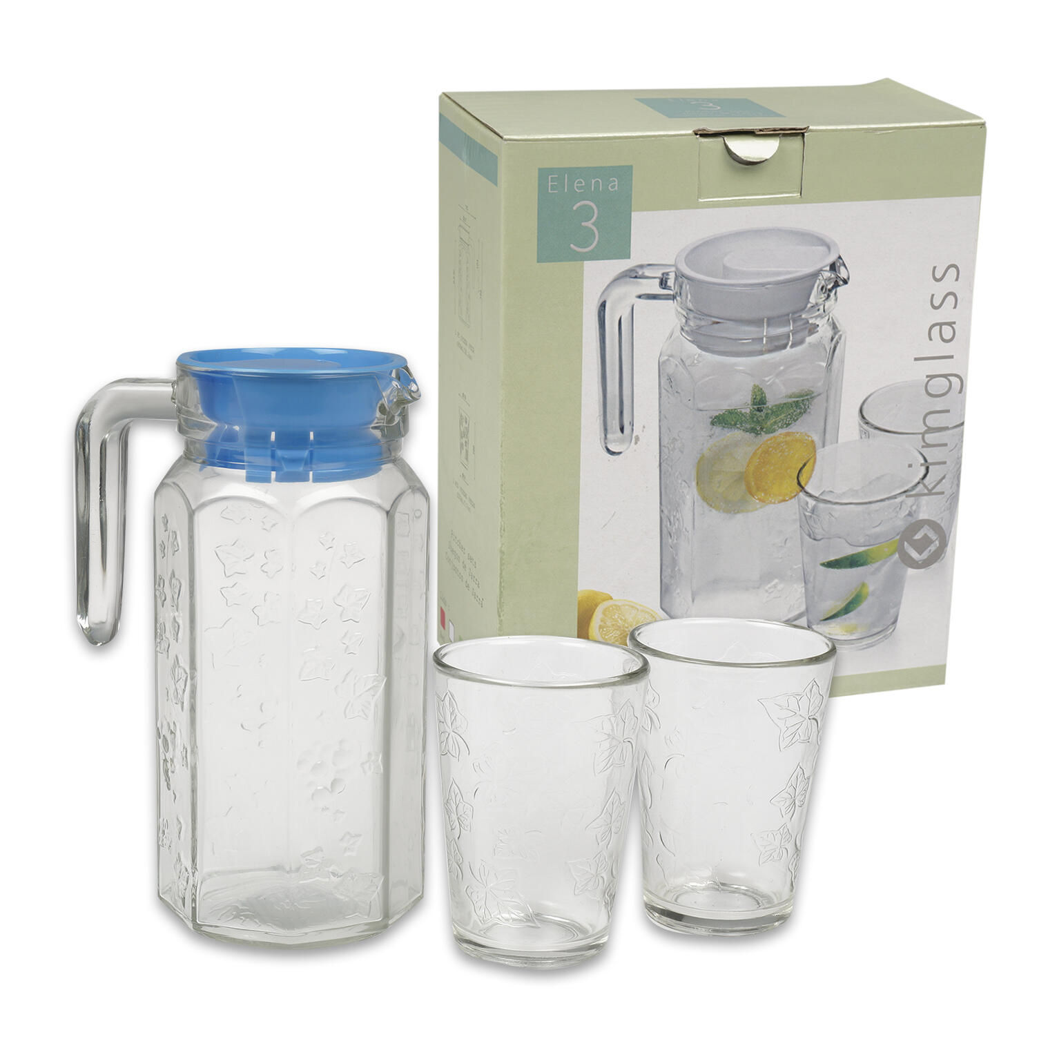 3pc Glass Carrie Pitcher Set #30905