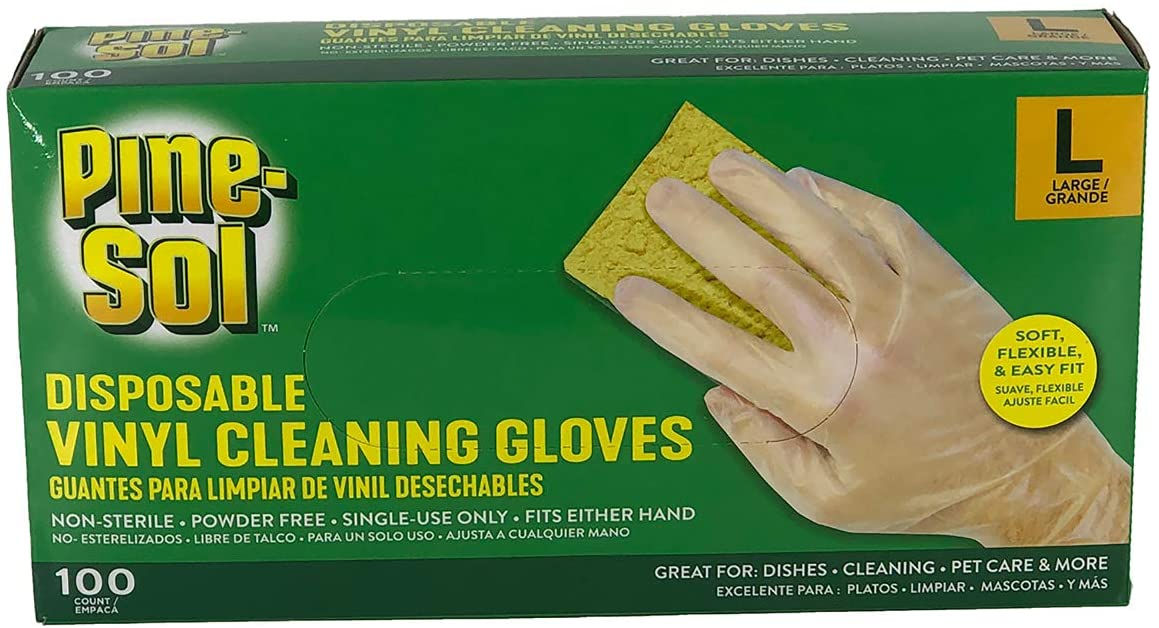PNS-76349 Pine-Sol Disposable Vinyl Cleaning Gloves M or L #30705