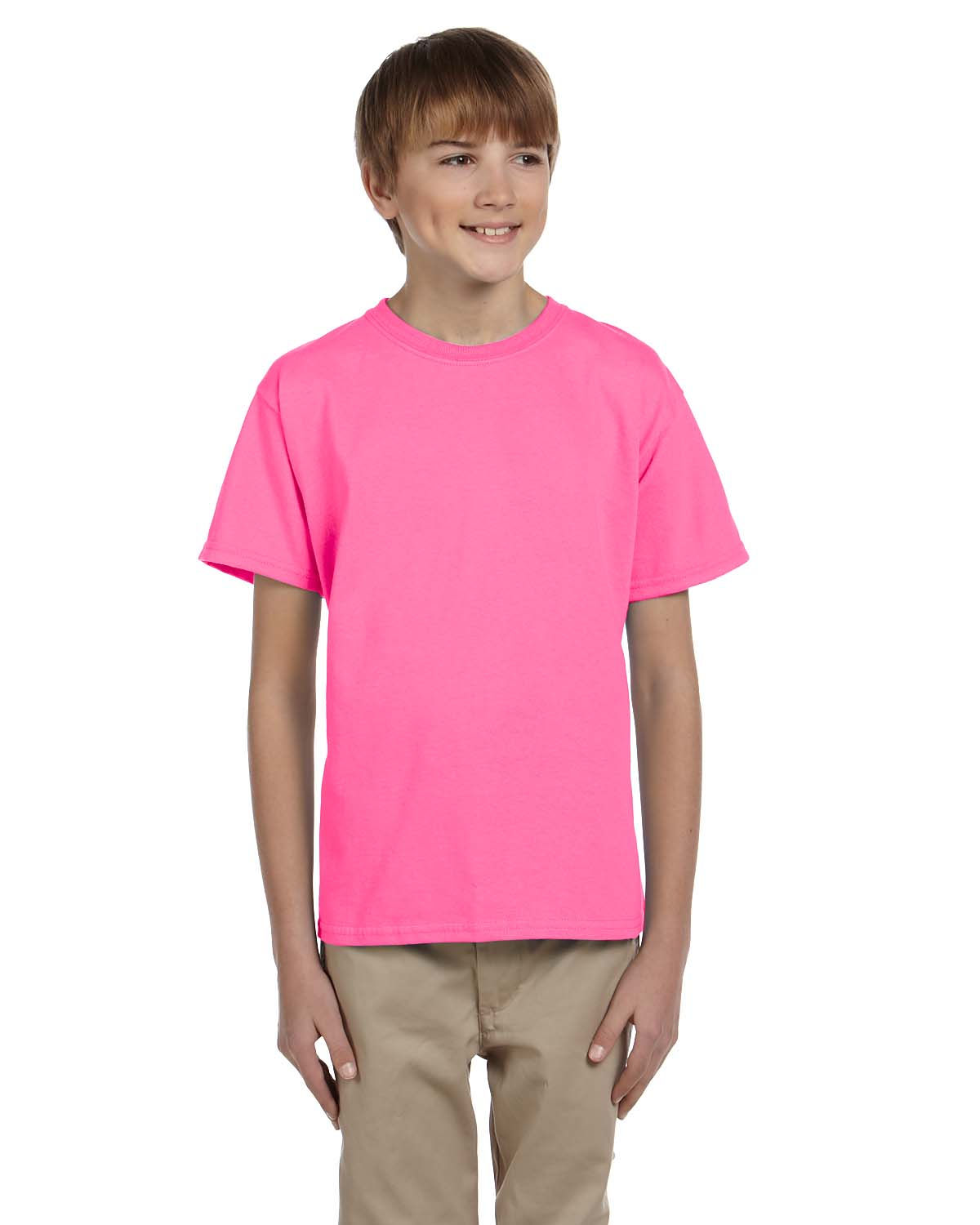 Fruit of the Loom Youth Cotton T-Shirt Style 3931B Neon Pink