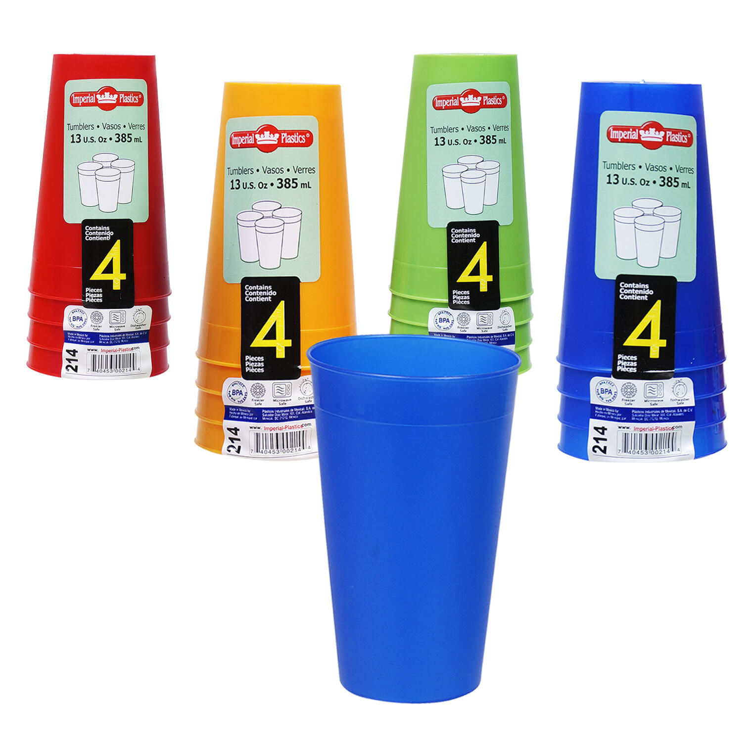 Tumbler 4pk 13oz 4-Astd Plastic #11845