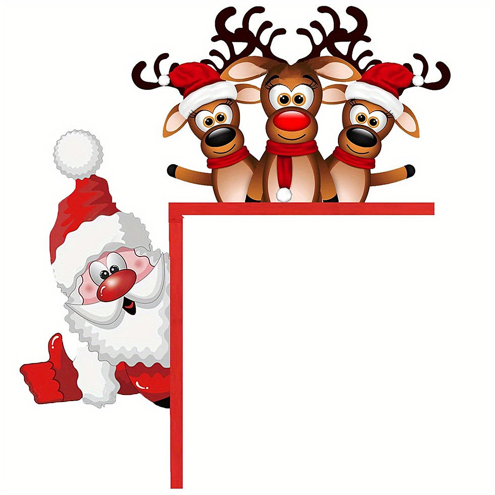 Thumbnail: 1pc Santa and Reindeer Christmas Door Corner Sign - Wooden Sculpture for Living 