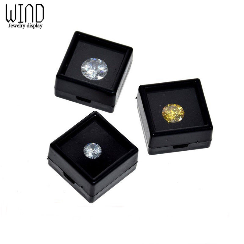 Bare Stone Box Diamond Display Package Box White Black Gem Case With Foam Pad Be