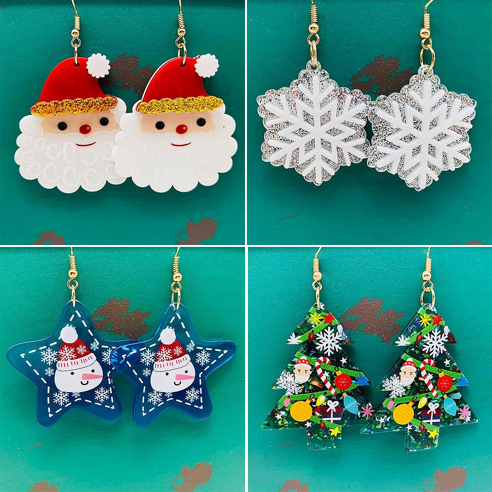 New Christmas Acrylic Earrings Santa Claus Elk Snowflake Xmas Drop Earrings for