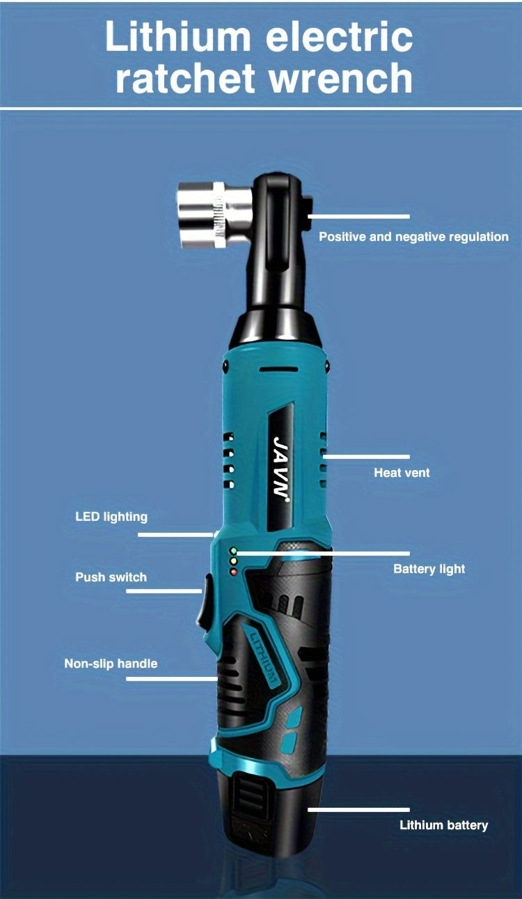 Thumbnail: 1 Set JAVN 12V Cordless Electric Wrench, 45NM 3/8'' Ratchet Wrench, Removal Scre