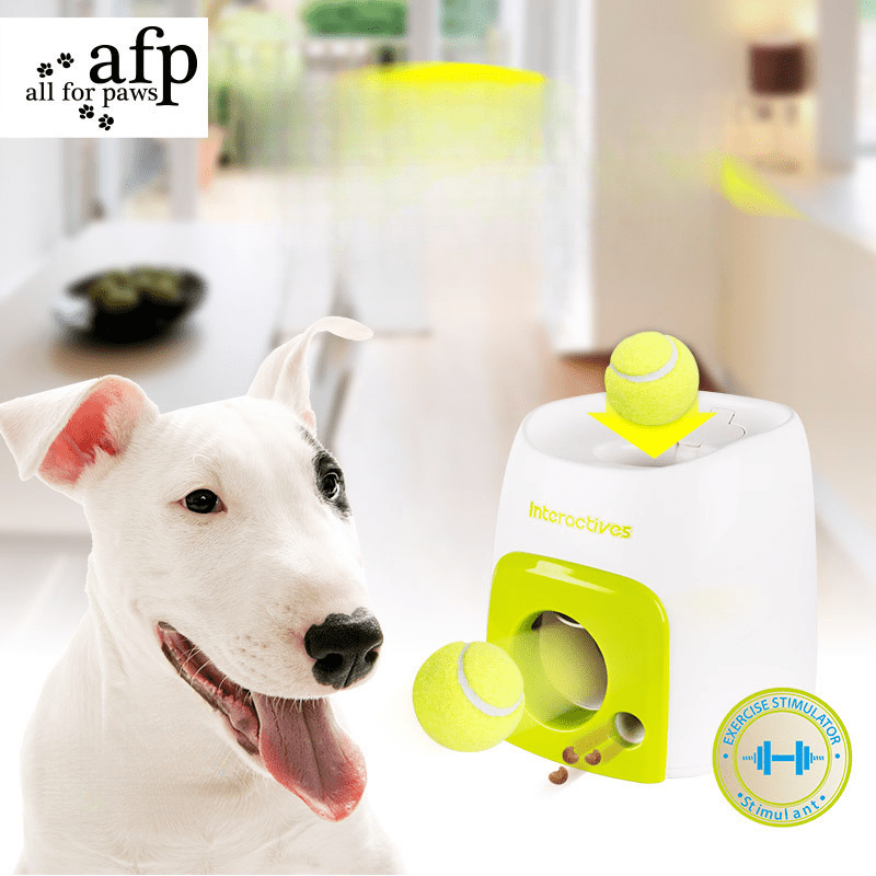 Thumbnail: "FunFeed" Interactive Dog Tennis Ball Toy With Treat Dispenser - Durable Plastic