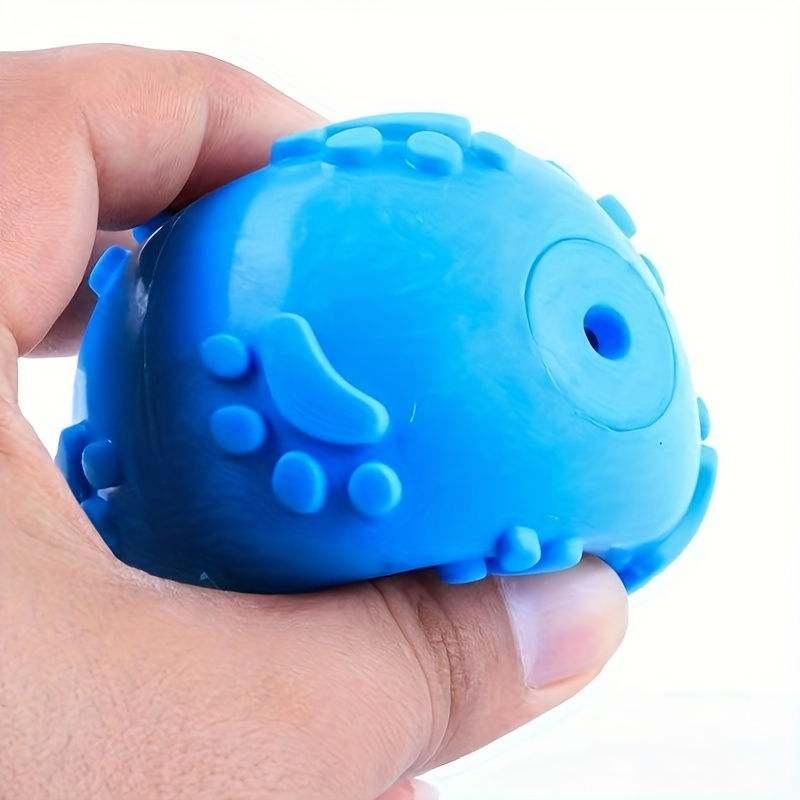 Thumbnail: Squeaky Rubber Dog Toy Ball - Cartoon Paw Print Design for Small Breeds, Durable