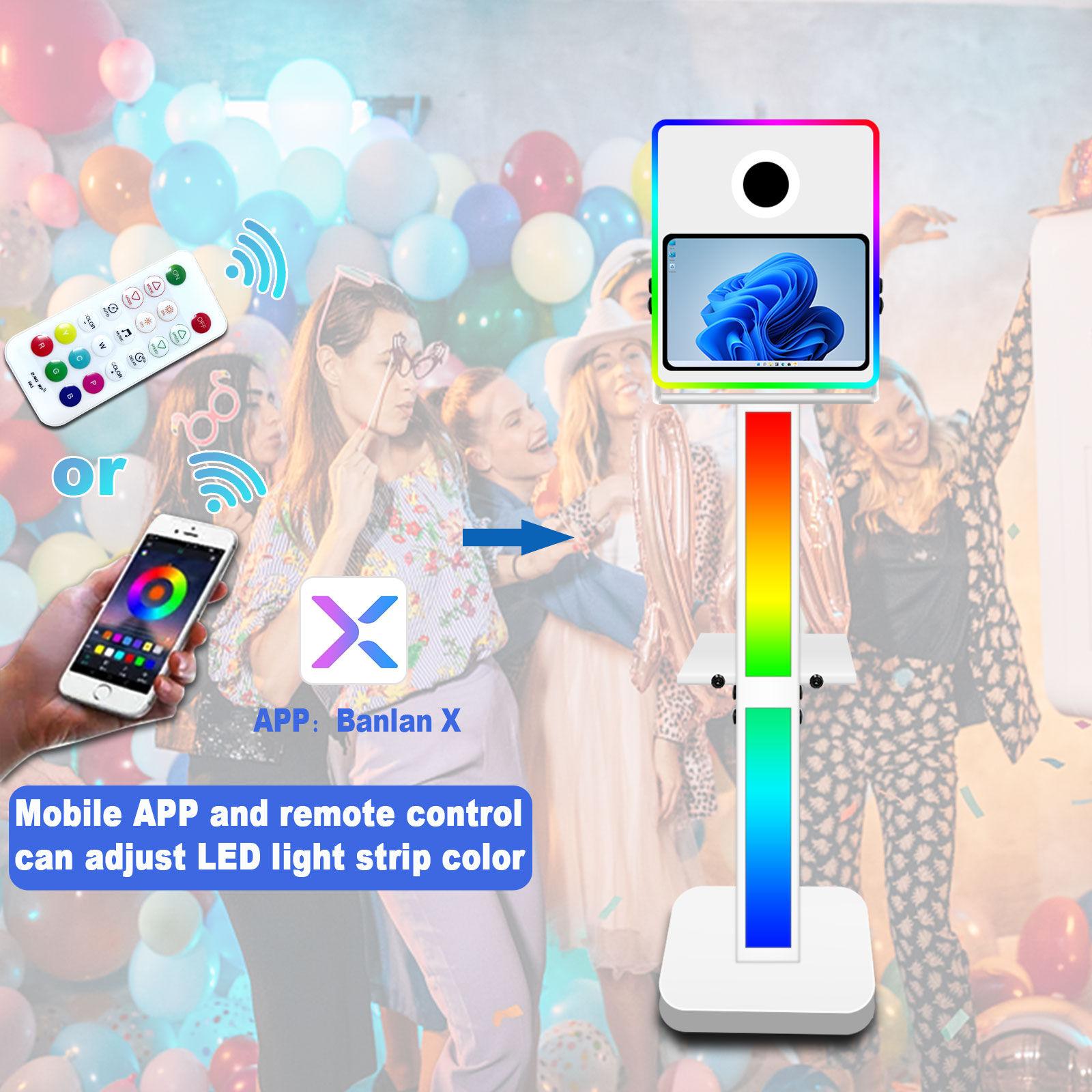 15.6Inch Touch Screen Photobooth Rustic Portable Selfie Booth Photo LED Frame DS