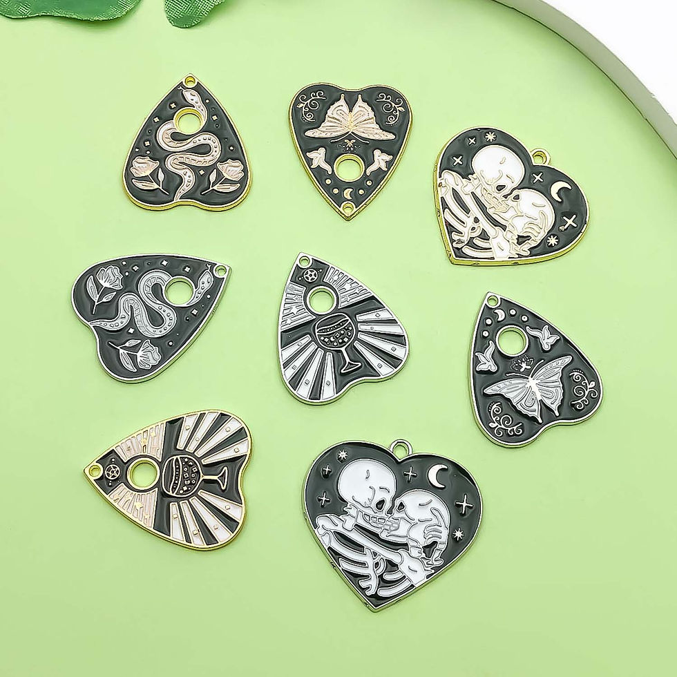 Thumbnail: 10/12pcs Black Enamel Heart Card Charms Alloy Halloween Decoration Pendants for 