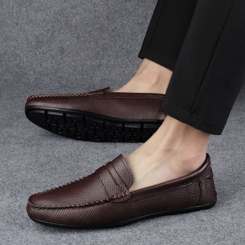 Genuine Leather Men Loafers Brown Black Luxury Brand Penny Loafers Office Men Sh