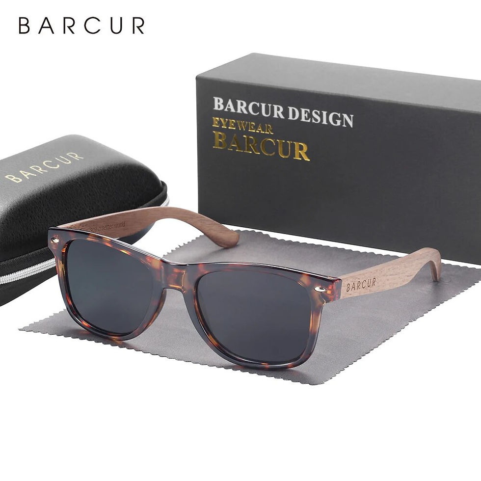 BARCUR Natural Wooden Sunglasses Polarized Mens Sun Glasses Black Walnut Eyewear