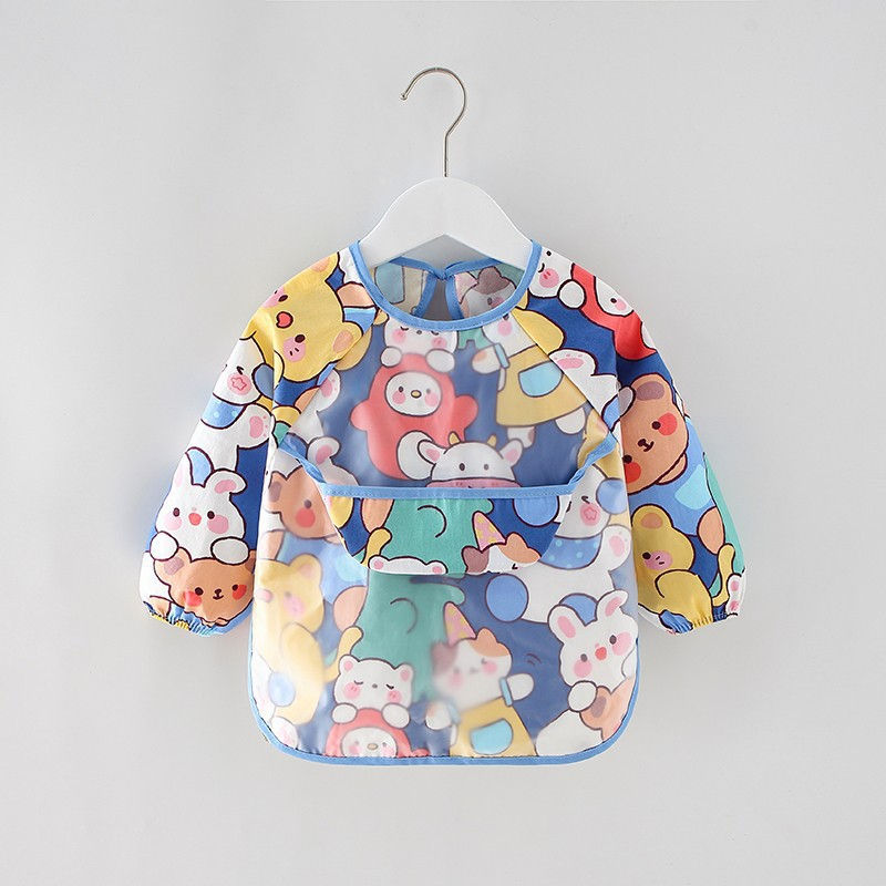 Baby Bibs Cloth Waterproof Dining Clothes Long Sleeve Apron Children Feeding Smo
