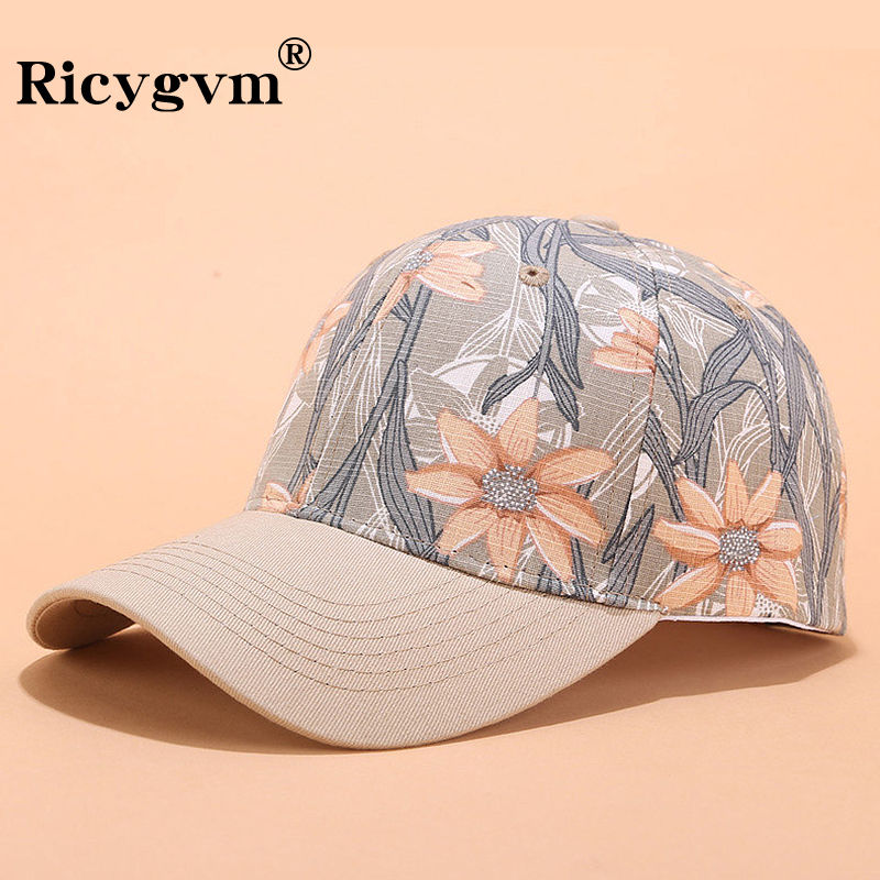 Flower Print Women Baseball Cap Female Adjustable Snapback Hat Summer Fashion O