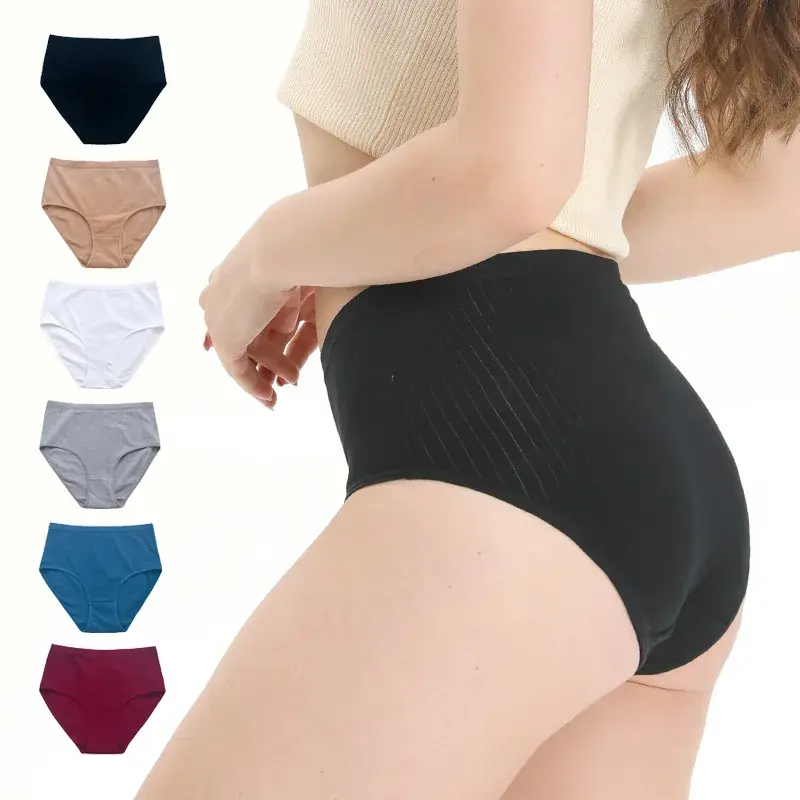 Women High Waisted Underwear Pure Cotton Solid Plus Size Breathable Women's Tria