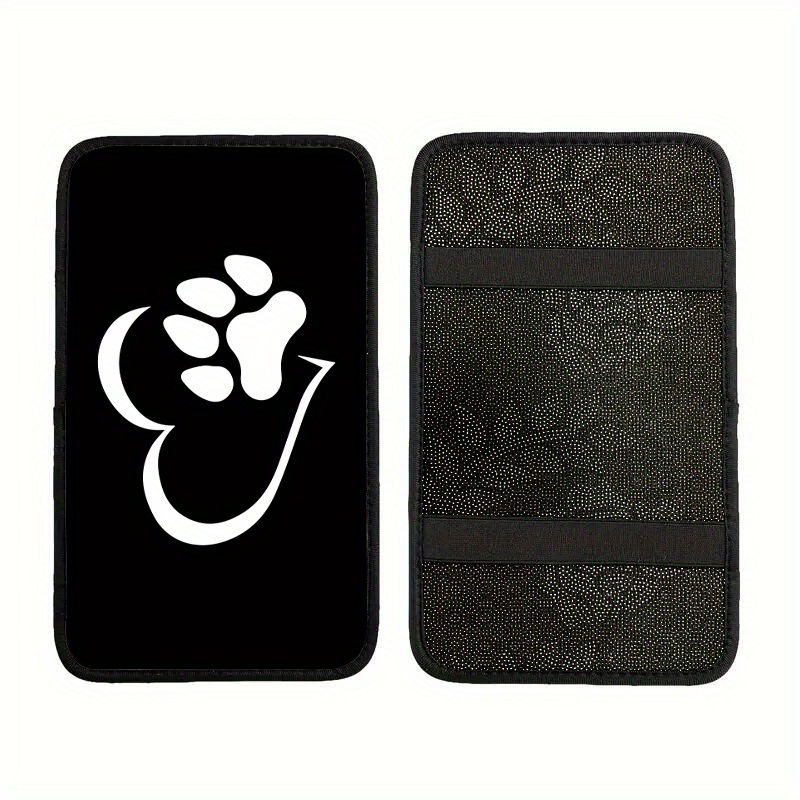 Thumbnail: Polyester Fiber Car Armrest Cushion - White Dog Paw Heart Print, Universal Fit C
