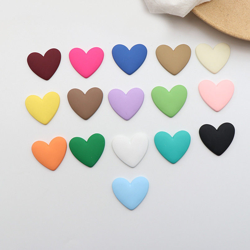 10 PCS 37x35mm Resin Heart Earring Hair Accessories For Jewelry Making DIY Phone
