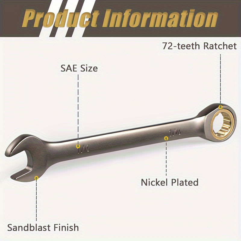 Thumbnail: 8pcs/set 72-Teeth Cr-V Ratcheting Wrench Set, SAE Ratcheting Combination Wrench 