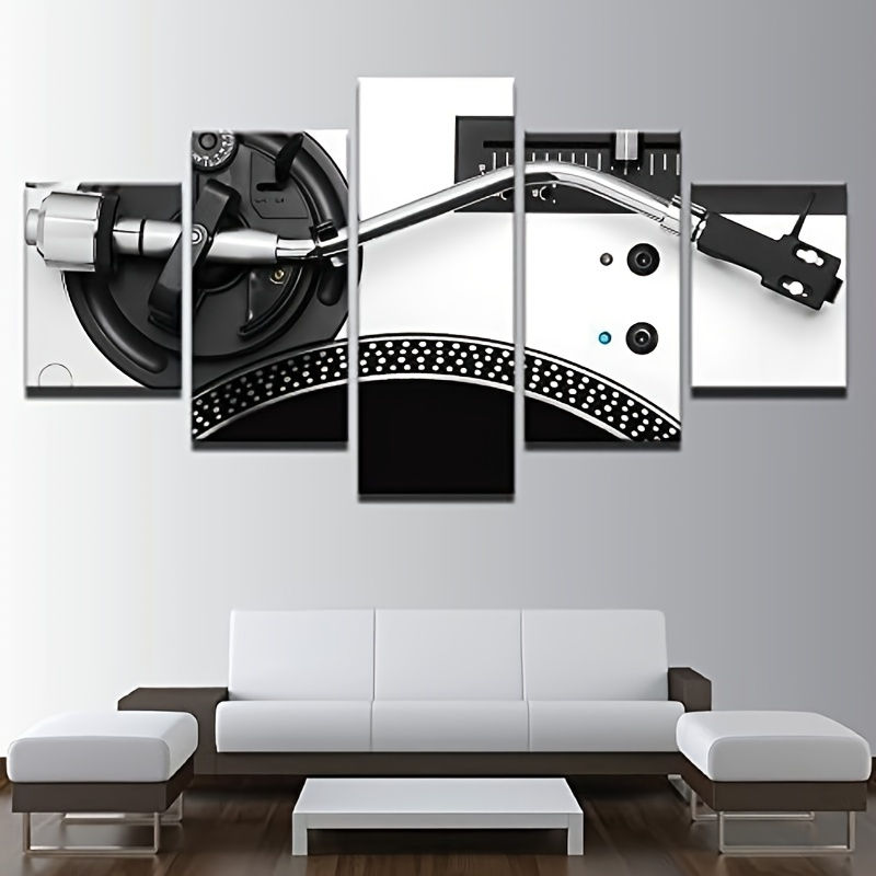 5pcs/set Vibrant Modern Art Canvas Poster Set - Music-Inspired DJ Console Instru