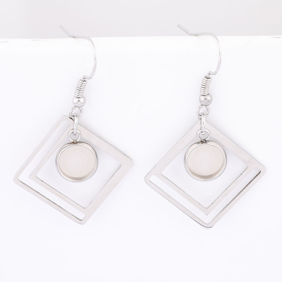 10pcs Stainless Steel Double Square Hoop Earring Base Blanks Fit 10mm Cabochon E