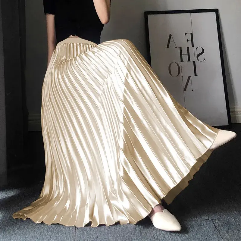 High Waist Midi Pleated Skirt for Pear Shaped Women Summer New Style Versatile S