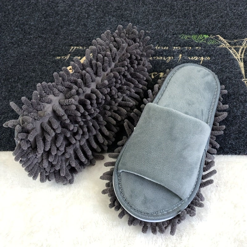 Thumbnail: 1 Pair of Removable Mop Slippers, Super Soft and Silent, One Size Fits All, Clea