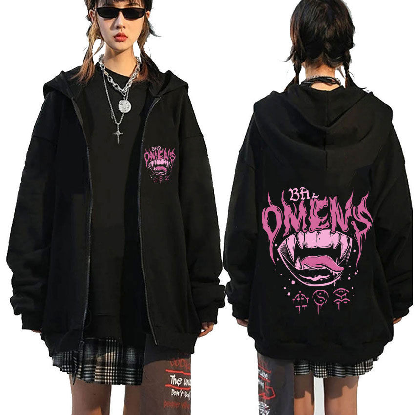 Limited Bad Omens Band Zipper Hoodie Men Women Rock Vintage Oversized Zip Up Jac