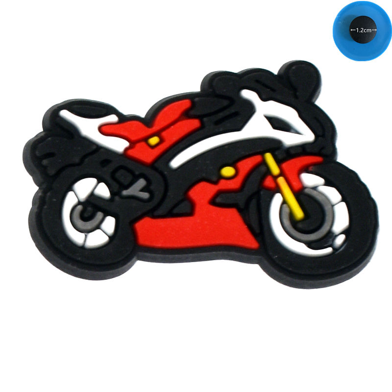 Thumbnail: 1PCS Cartoon Fashion Motorcycle Icon PVC Soft Shoe Charms For Boys Party Gifts C