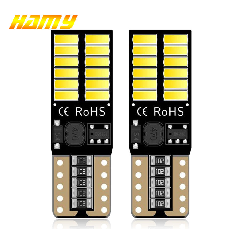 2 PCS T10 W5W LED Bulb Canbus 12V 24V 4014 SMD 7000k White Car Signal Light Inte