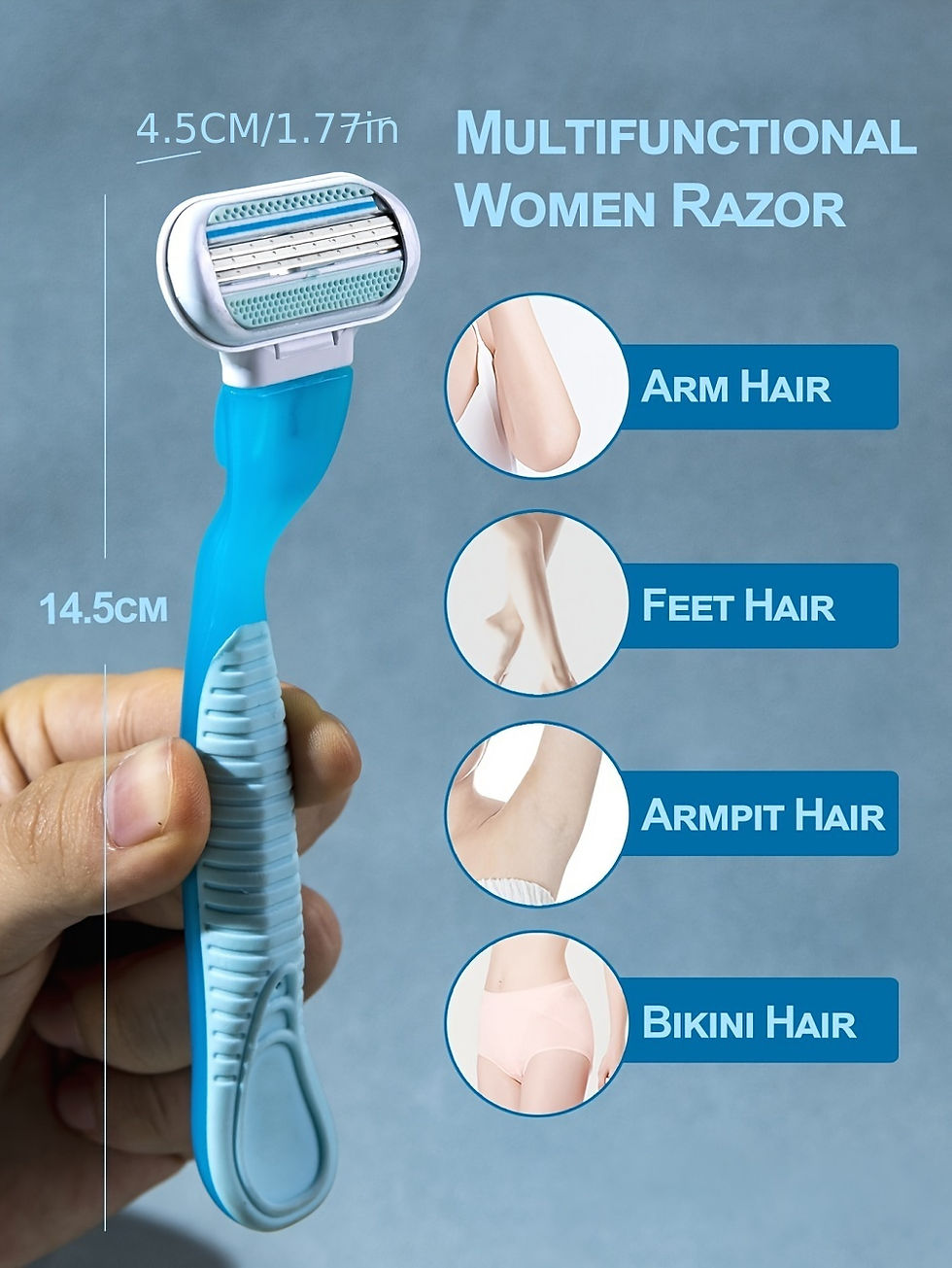 Thumbnail: Precision Women's Hair Removal Kit - Safe and Painless Manual Tool, 4 Interchang