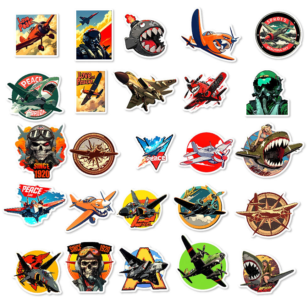 Thumbnail: 10/30/50pcs Cartoon Airplane Fighter Pilot Stickers Cool Anime Decal for Scrapbo