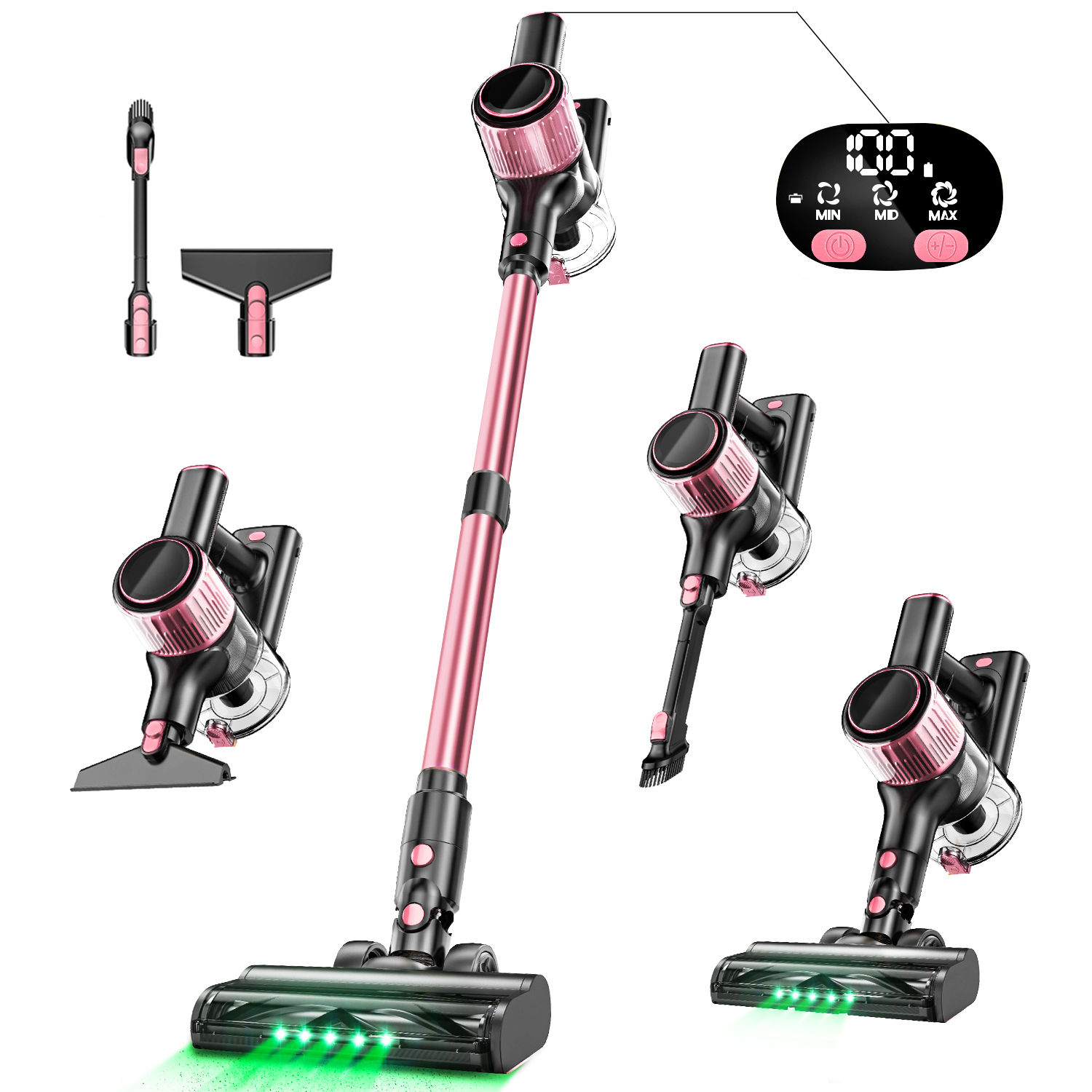 Cordless Vacuum Cleaner, 40Kpa 8 in 1 45Mins Rechargeable 3 Modes Suction Lightw