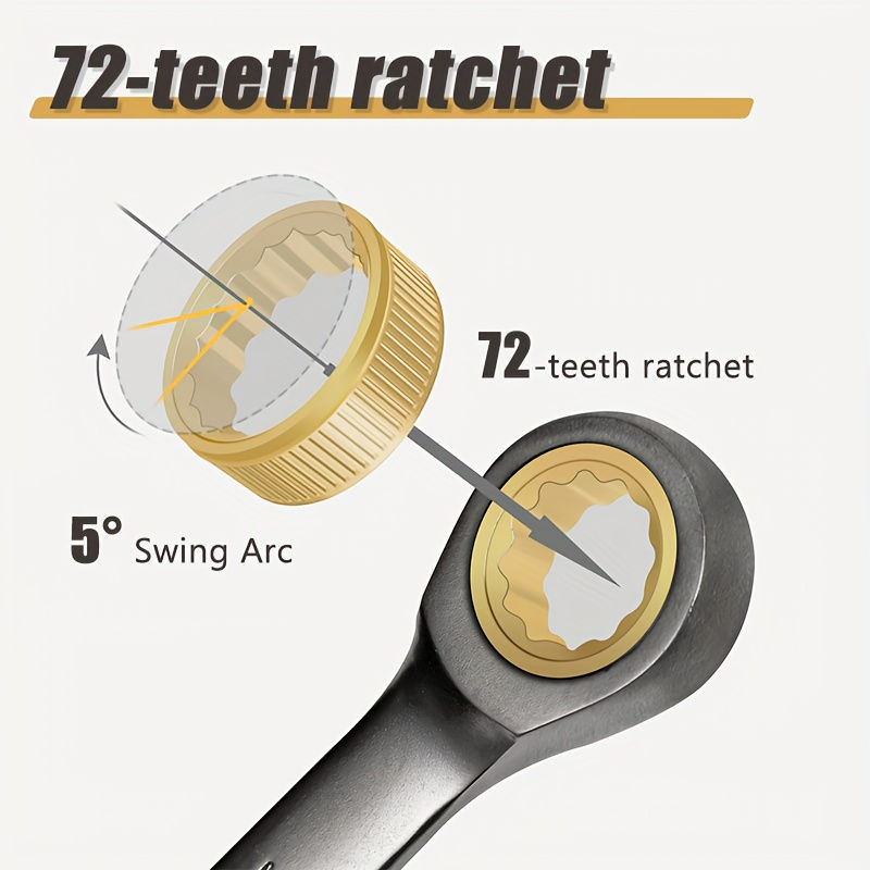 Thumbnail: 8pcs/set 72-Teeth Cr-V Ratcheting Wrench Set, SAE Ratcheting Combination Wrench 