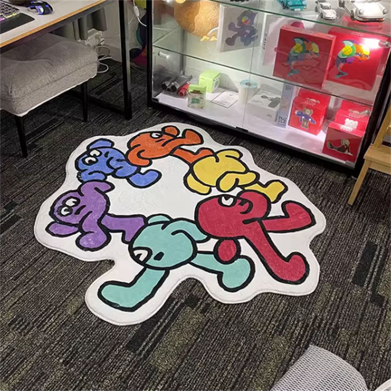 1pc Ultra-Plush Geometric Animals Kitchen Rug - Super Fluffy, Non-Slip & Machine