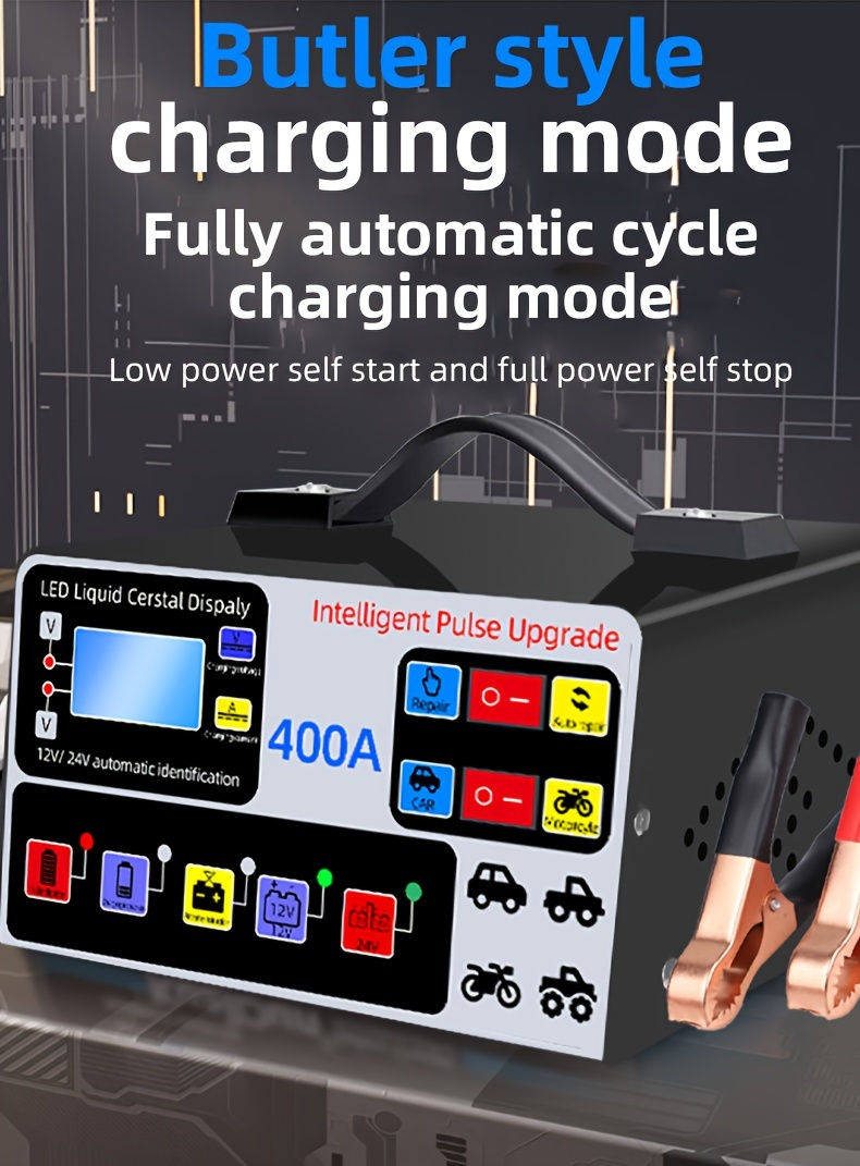 Thumbnail: 12V/24V Large Power Automotive Smart Pulse Repair Car Charger - Fast and Efficie