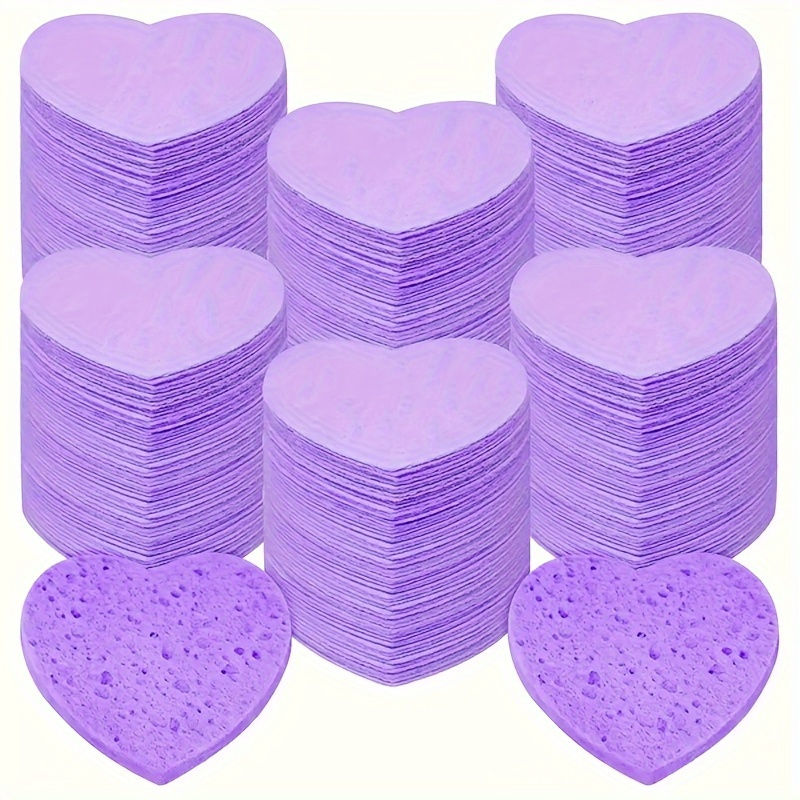Thumbnail: 10/50 Count Heart-shaped Compressed Facial Sponge for Beauty Therapists-100% Nat