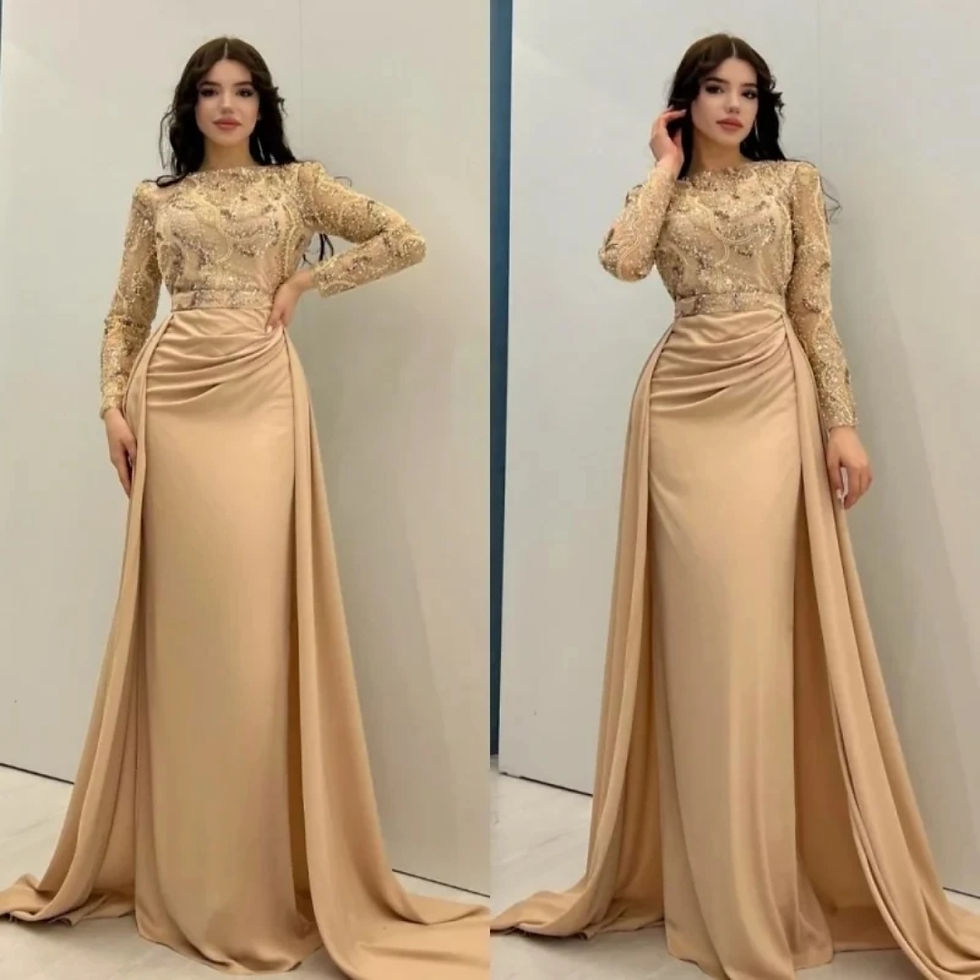 Exquisite long sleeved dance dress for formal occasions, mermaid shawl, floor dr